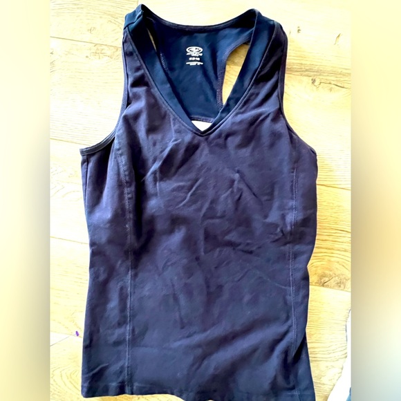 Athletic Works Blue Fitted Cut Out Tank Top - Picture 1 of 4